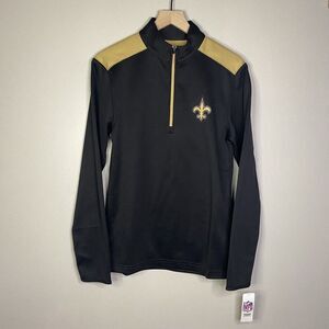 New Orleans Saints Pullover 1/4 Zip Unisex Size Small Black Gold Long Sleeve NFL
